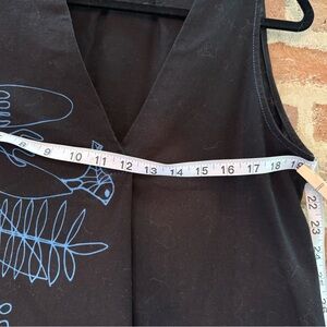 Black Sleeveless Top with Blue Graphic